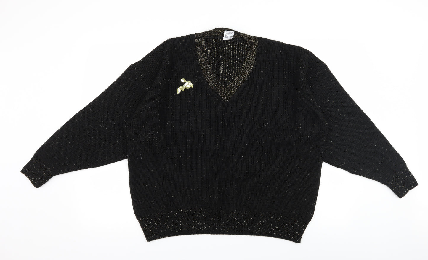 Preworn Womens Black  Knit Pullover Jumper Size 20