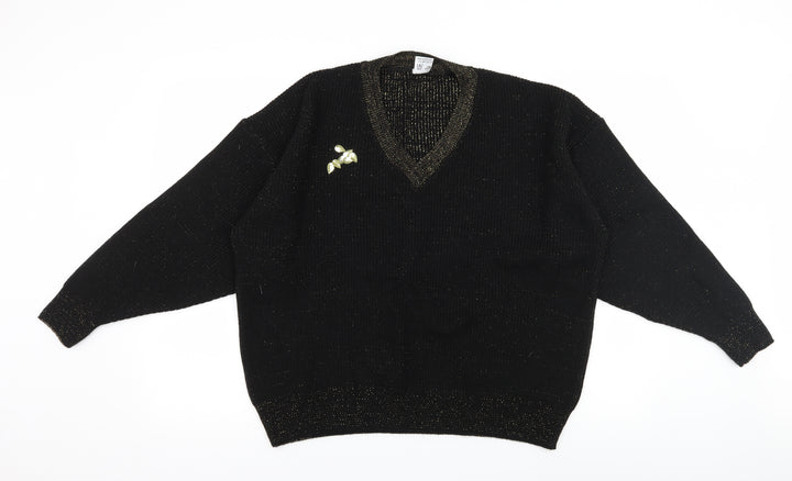 Preworn Womens Black  Knit Pullover Jumper Size 20