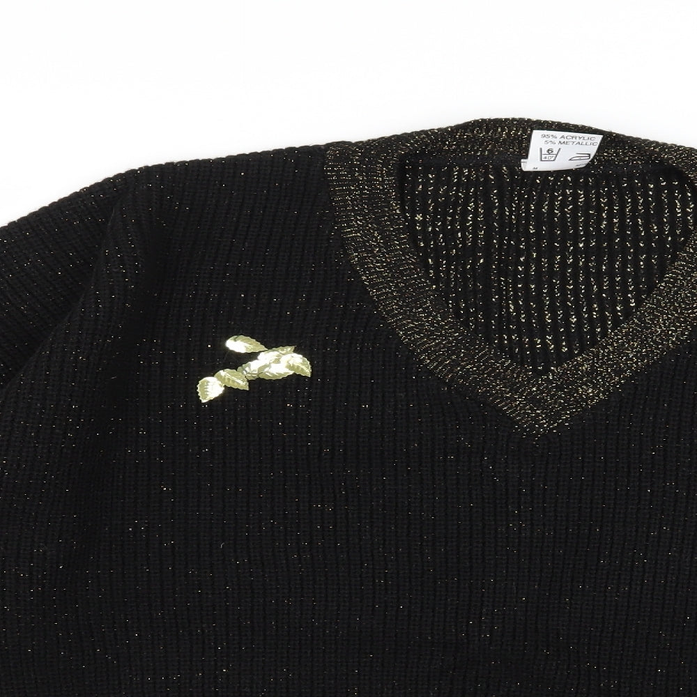 Preworn Womens Black  Knit Pullover Jumper Size 20