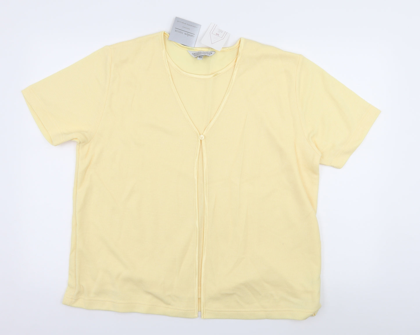 Carolyn Taylor Womens Yellow  Jersey Basic T-Shirt Size M
