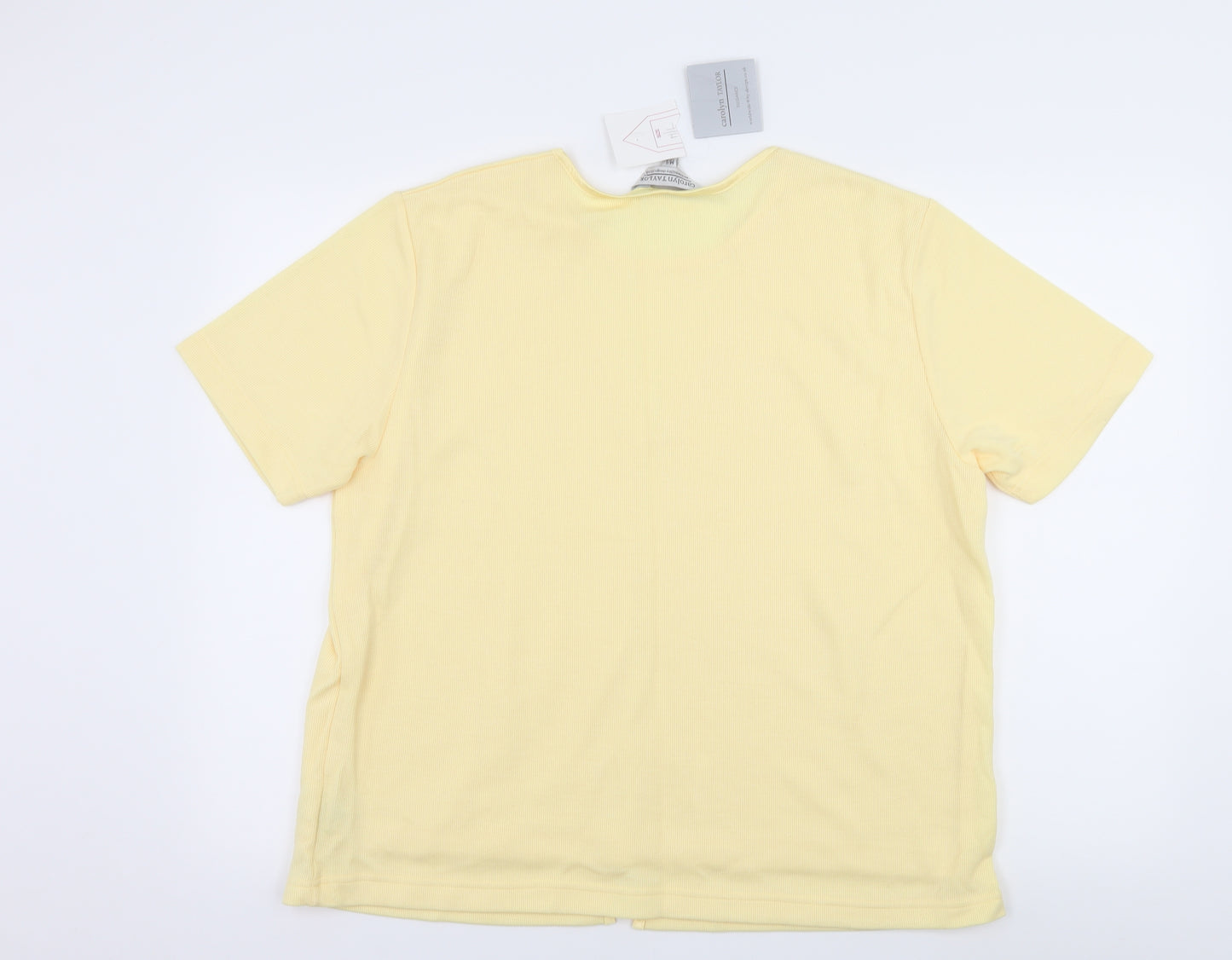 Carolyn Taylor Womens Yellow  Jersey Basic T-Shirt Size M