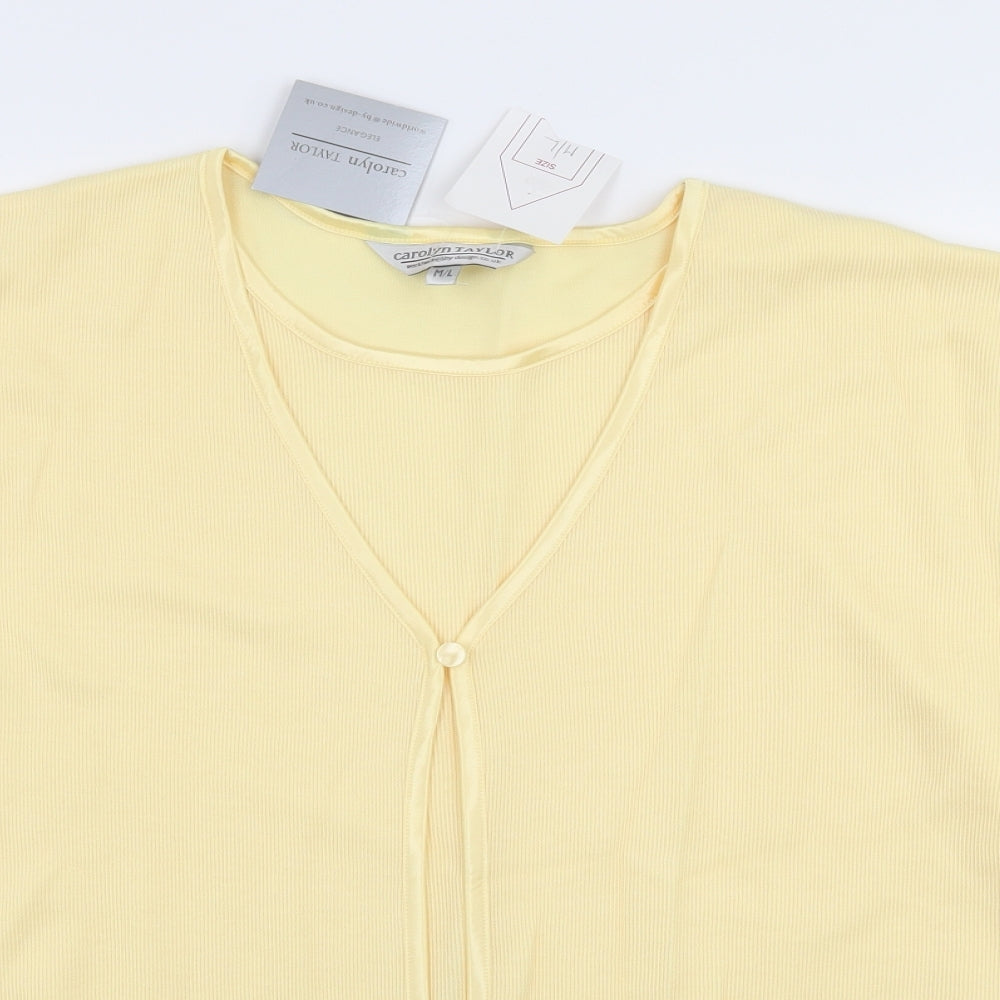 Carolyn Taylor Womens Yellow  Jersey Basic T-Shirt Size M