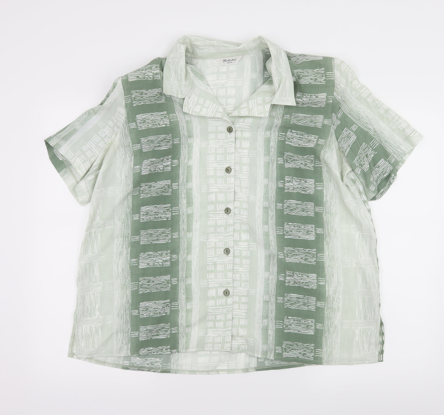 Berkertex Womens Green Geometric  Basic Blouse Size 20