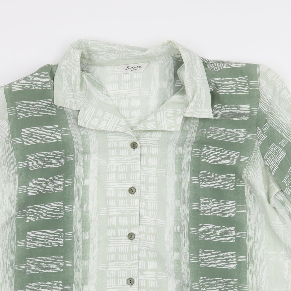 Berkertex Womens Green Geometric  Basic Blouse Size 20