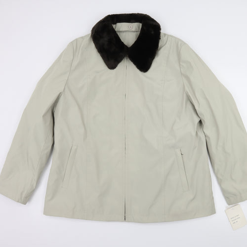 Berkertex Womens Ivory   Overcoat Coat Size 20  - Faux fur Collar