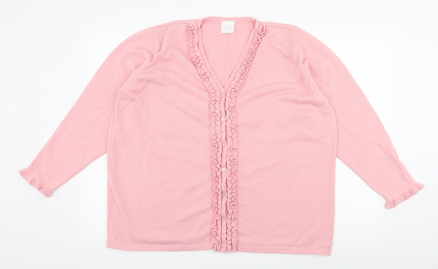 Classics Womens Pink  Knit Cardigan Jumper Size 20  - Ruffle Detail