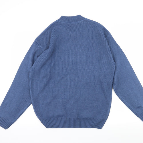 Premier man Mens Blue Geometric Knit Cardigan Jumper Size M
