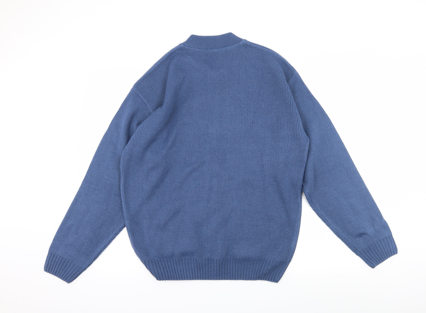 Premier man Mens Blue Geometric Knit Cardigan Jumper Size M