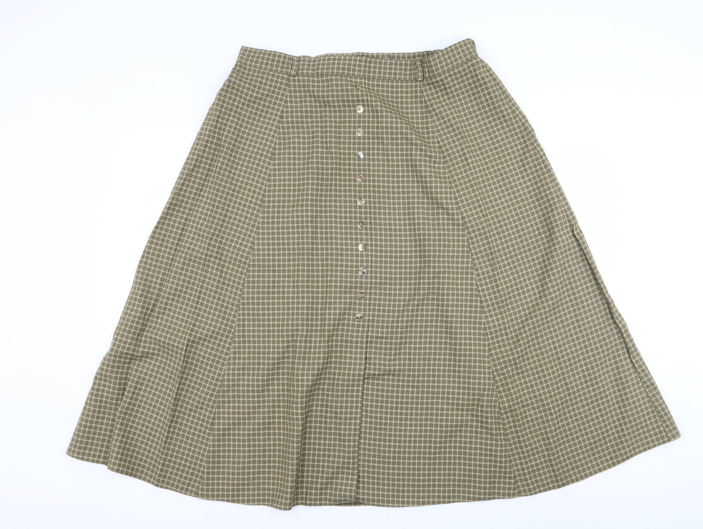 Berkertex Womens Green Check  Flare Skirt Size 20