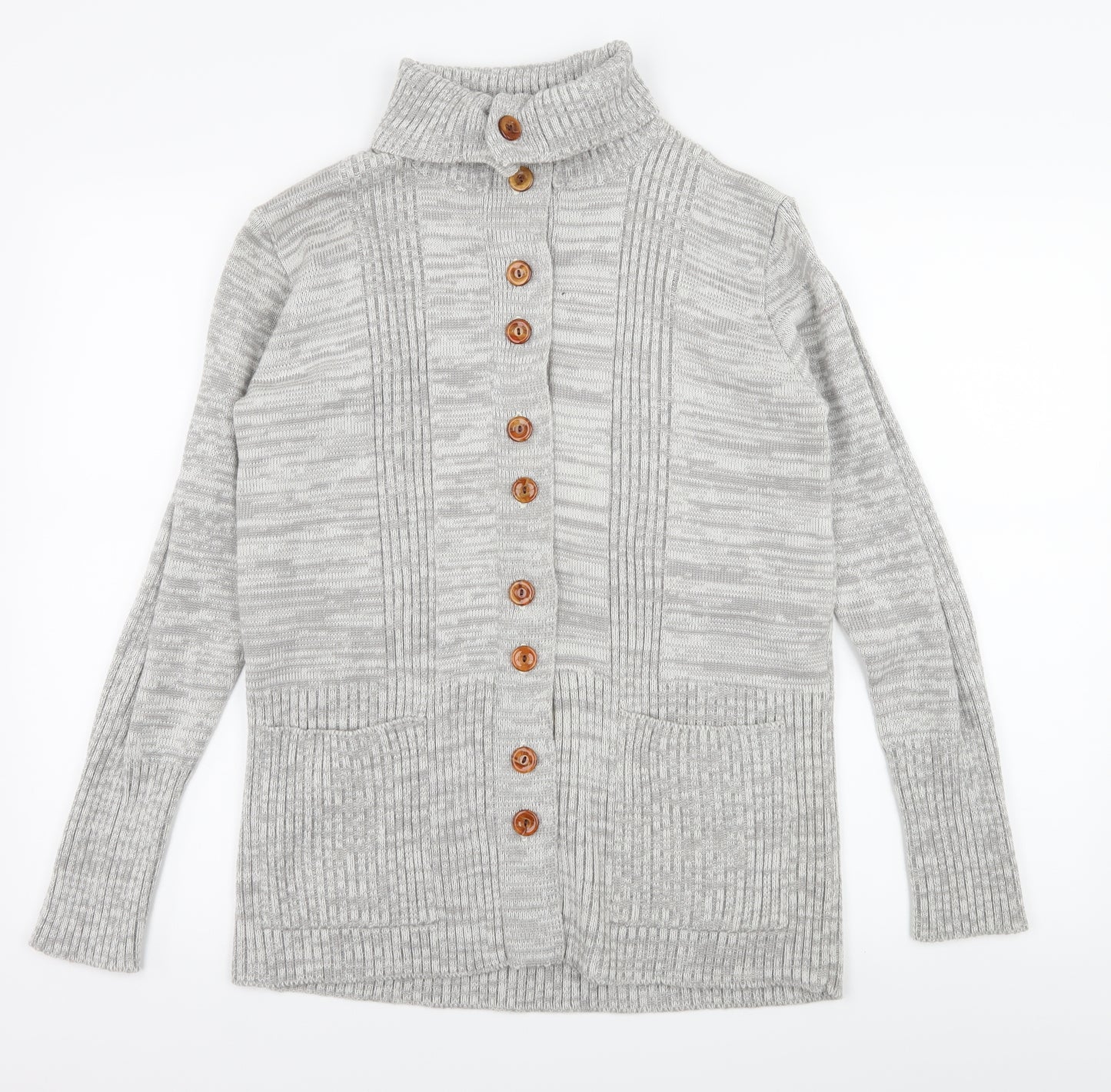 Selenacryl Womens Green Striped Knit Cardigan Jumper Size 12