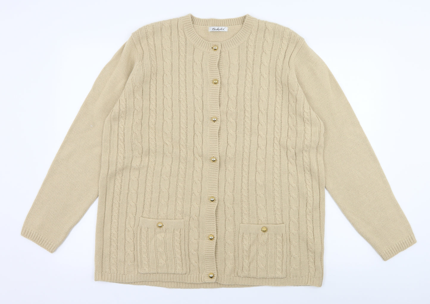 Berkertex Womens Beige  Knit Cardigan Jumper Size 18
