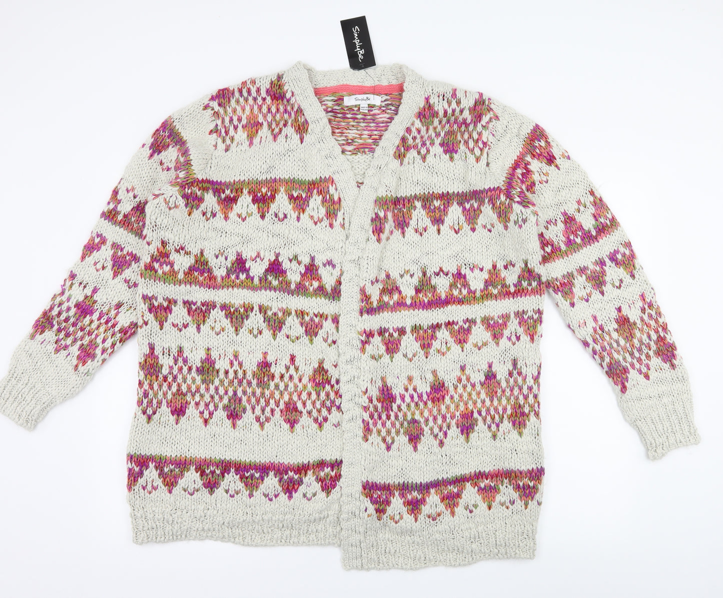 Simply Be Womens Ivory Geometric Knit Cardigan Jumper Size 16
