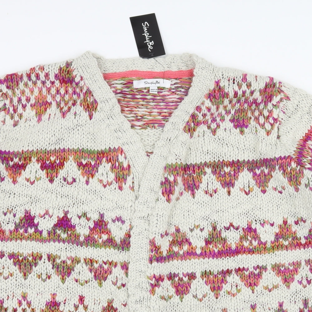 Simply Be Womens Ivory Geometric Knit Cardigan Jumper Size 16