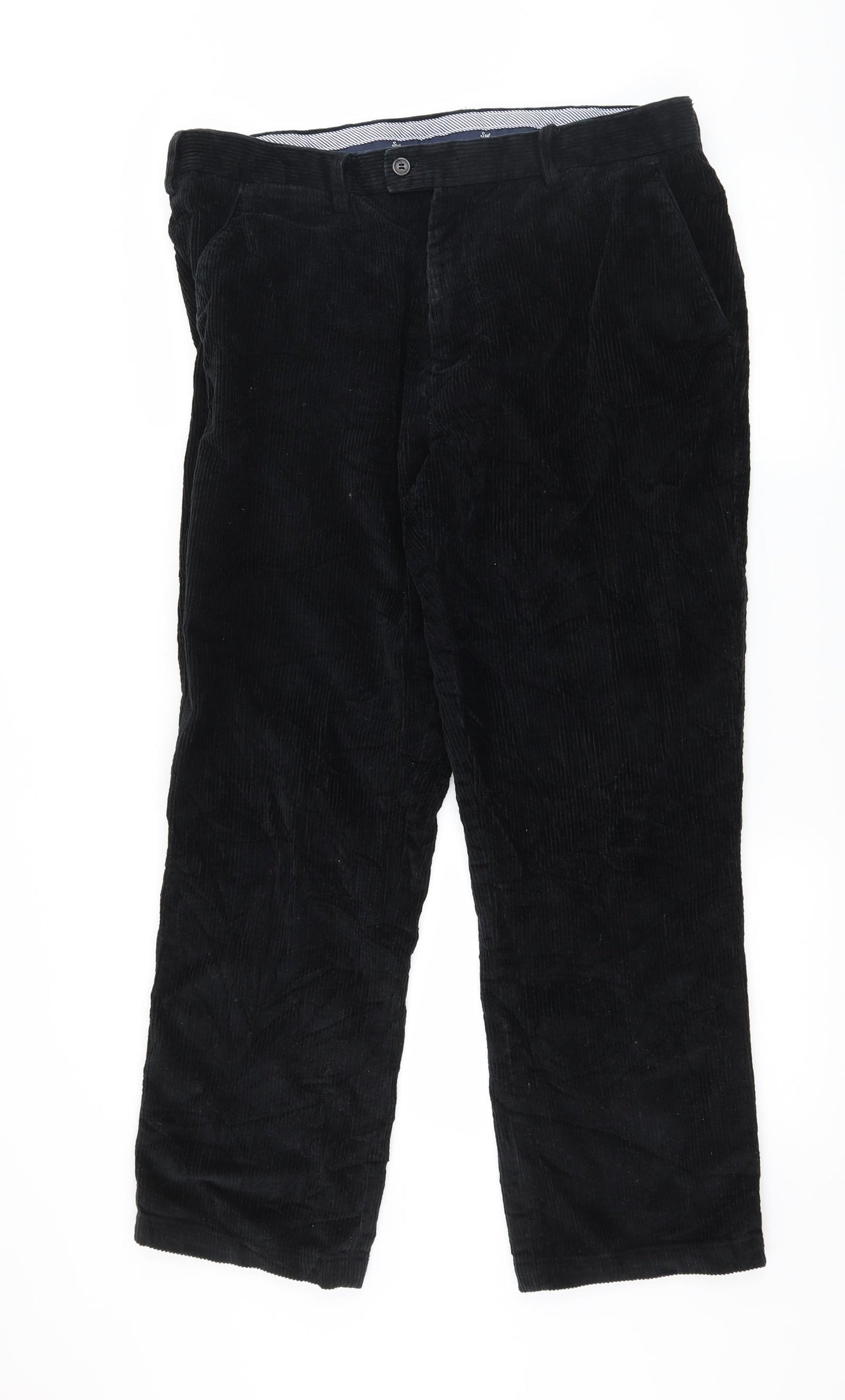 Samuel Windsor Mens Black  Corduroy Trousers  Size 38 in L29 in