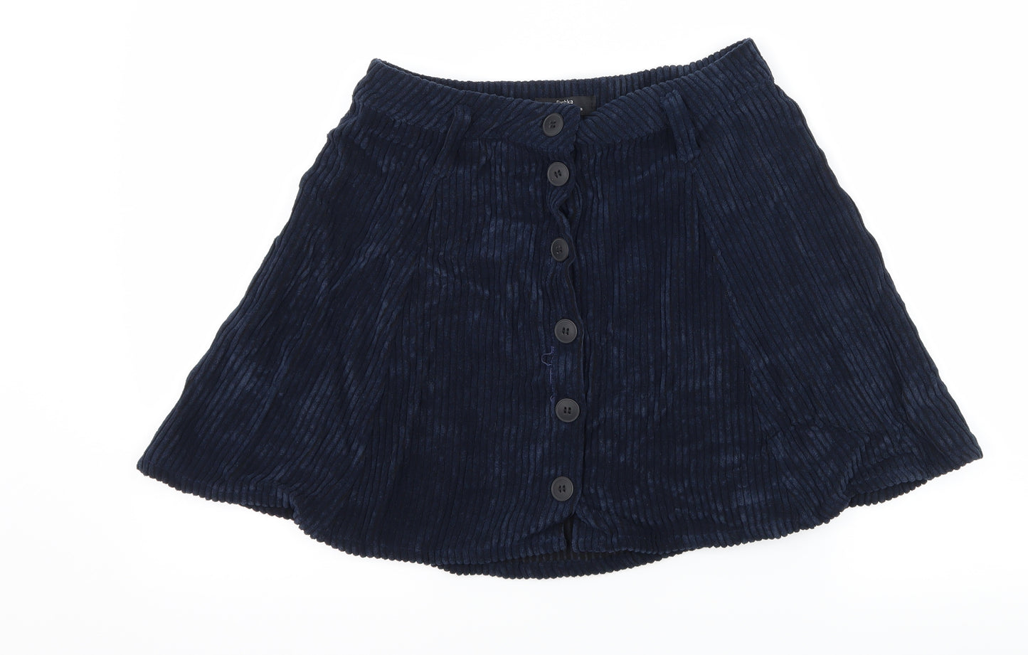 Bershka Womens Black  Corduroy Flare Skirt Size M