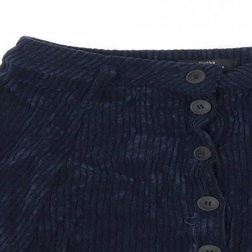 Bershka Womens Black  Corduroy Flare Skirt Size M