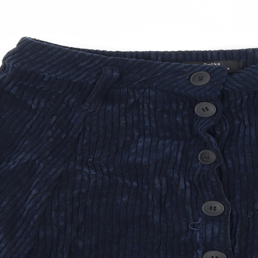 Bershka Womens Black  Corduroy Flare Skirt Size M