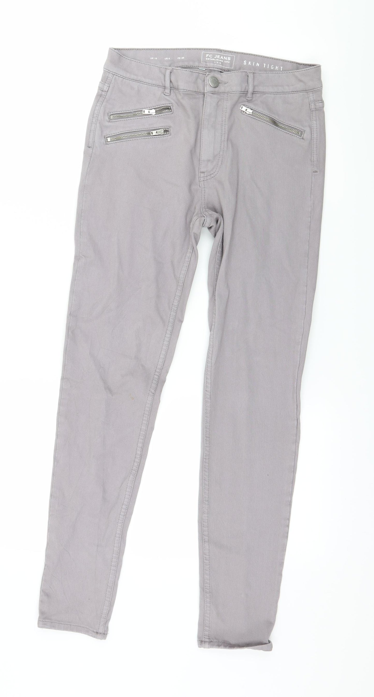FC Jeans Womens Grey  Denim Skinny Jeans Size 10 L28 in