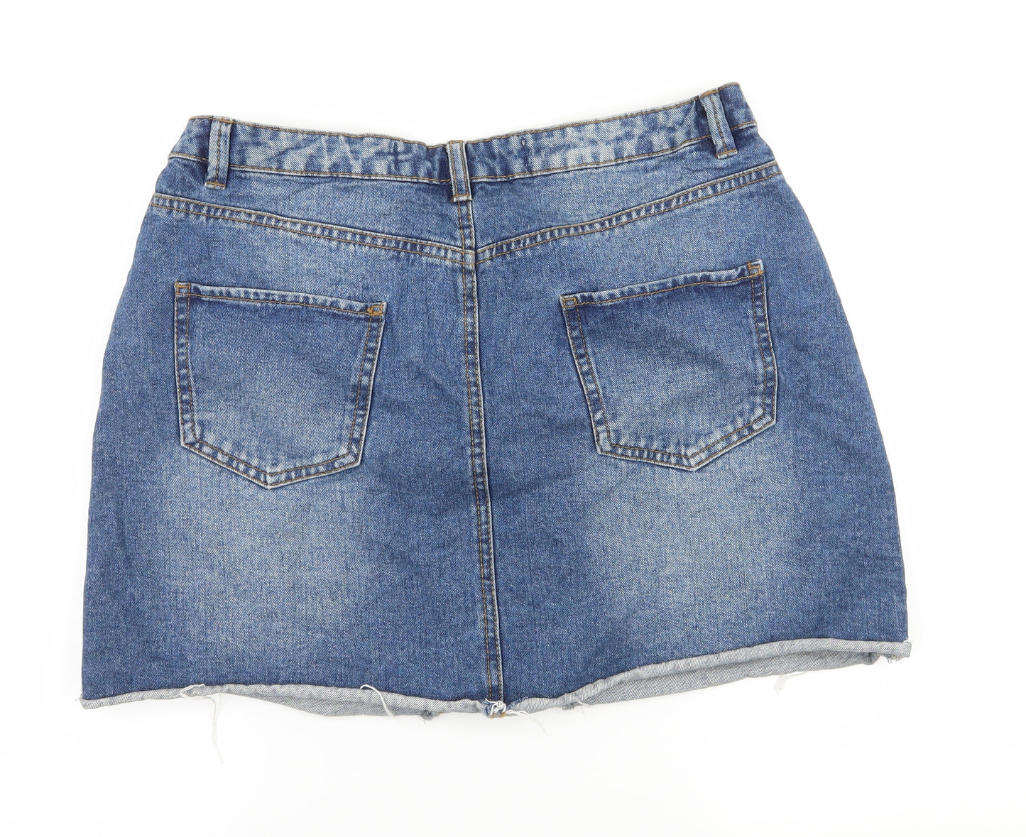 Denim & Co. Womens Blue  Denim A-Line Skirt Size 14  - Distressed