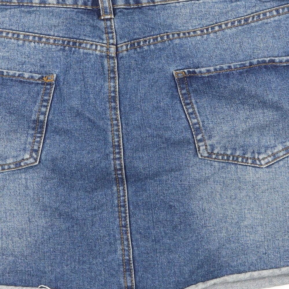 Denim & Co. Womens Blue  Denim A-Line Skirt Size 14  - Distressed