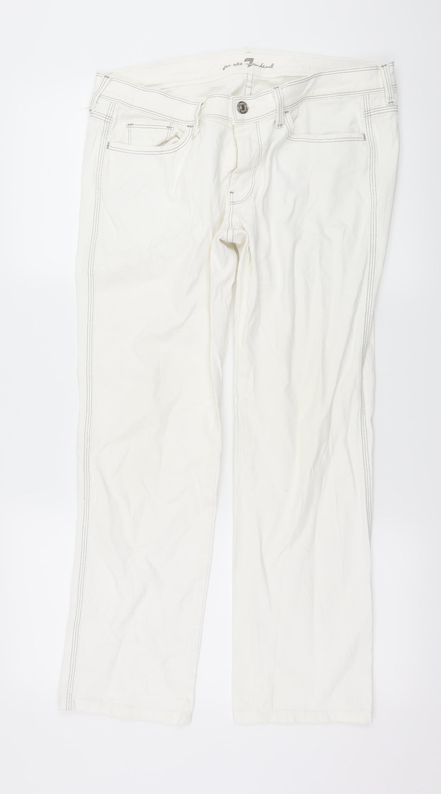 7 For All Mankind Womens White  Denim Straight Jeans Size 32 in L28 in