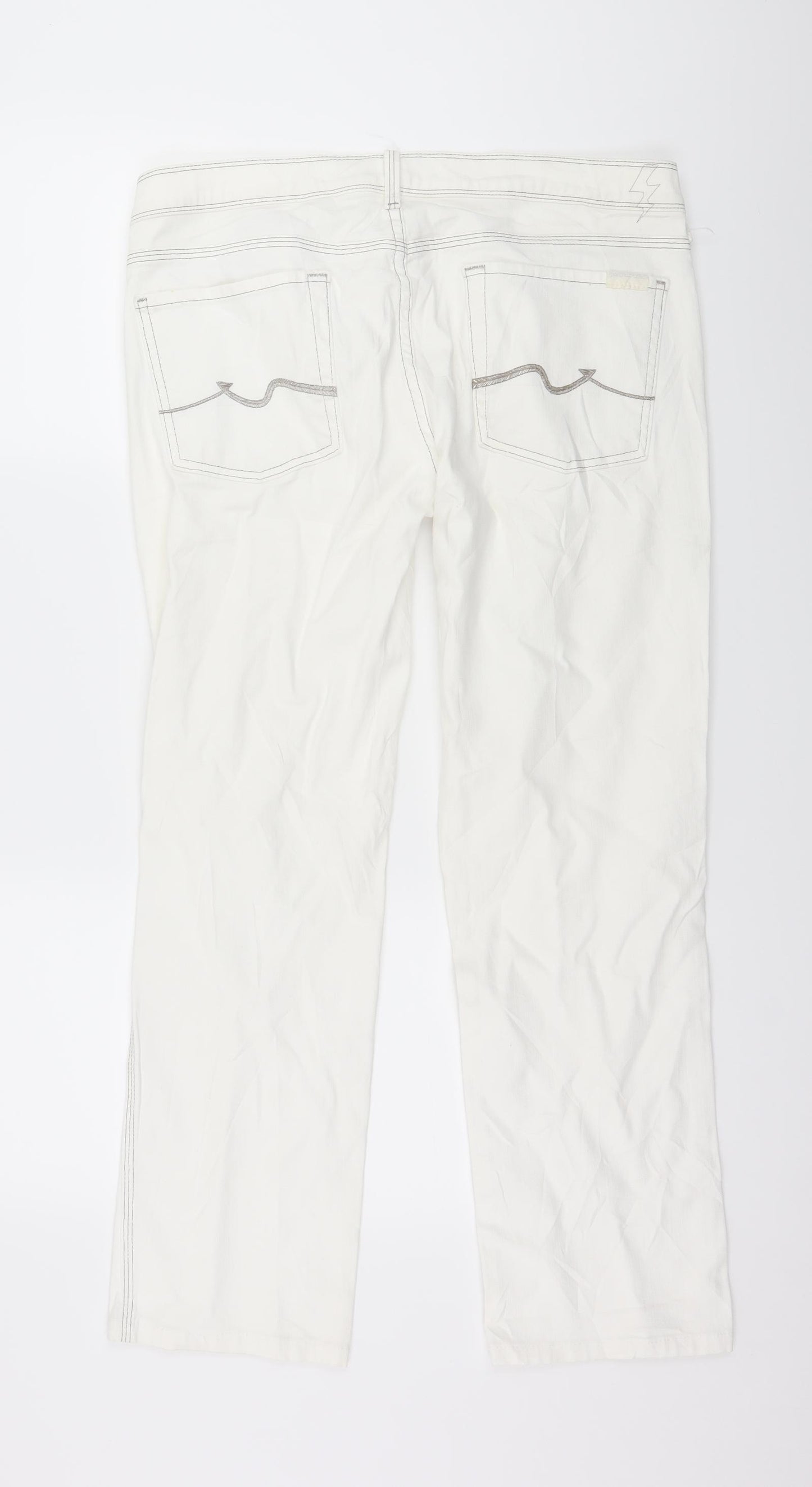 7 For All Mankind Womens White  Denim Straight Jeans Size 32 in L28 in