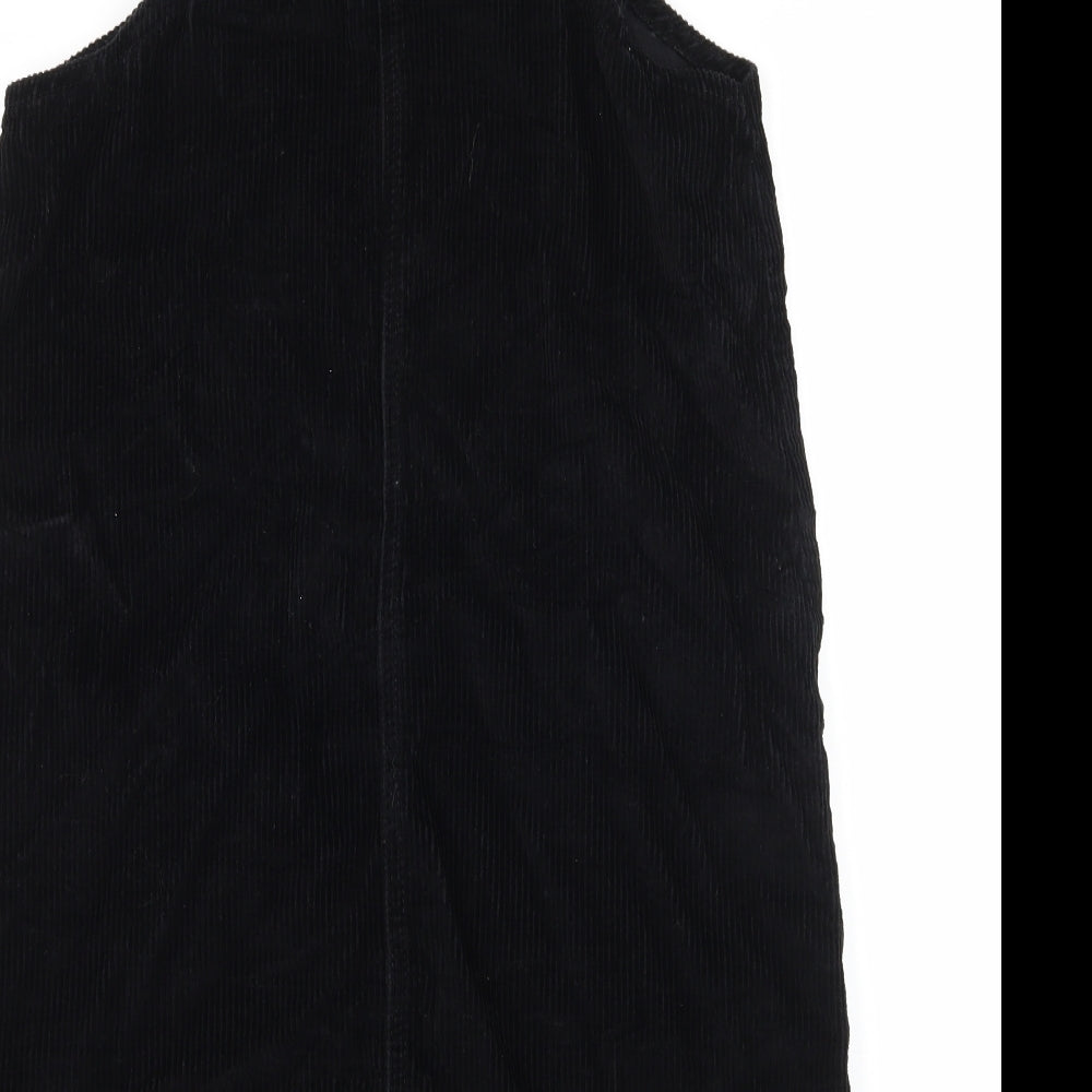 Dorothy Perkins Womens Black  Corduroy Pinafore/Dungaree Dress  Size 8