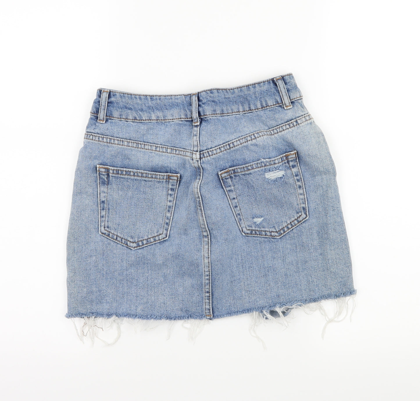 Topshop Womens Blue  Denim Mini Skirt Size 8  - Distressed