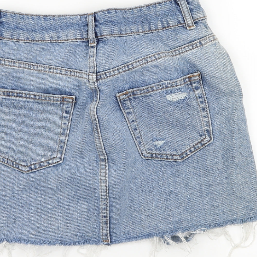 Topshop Womens Blue  Denim Mini Skirt Size 8  - Distressed