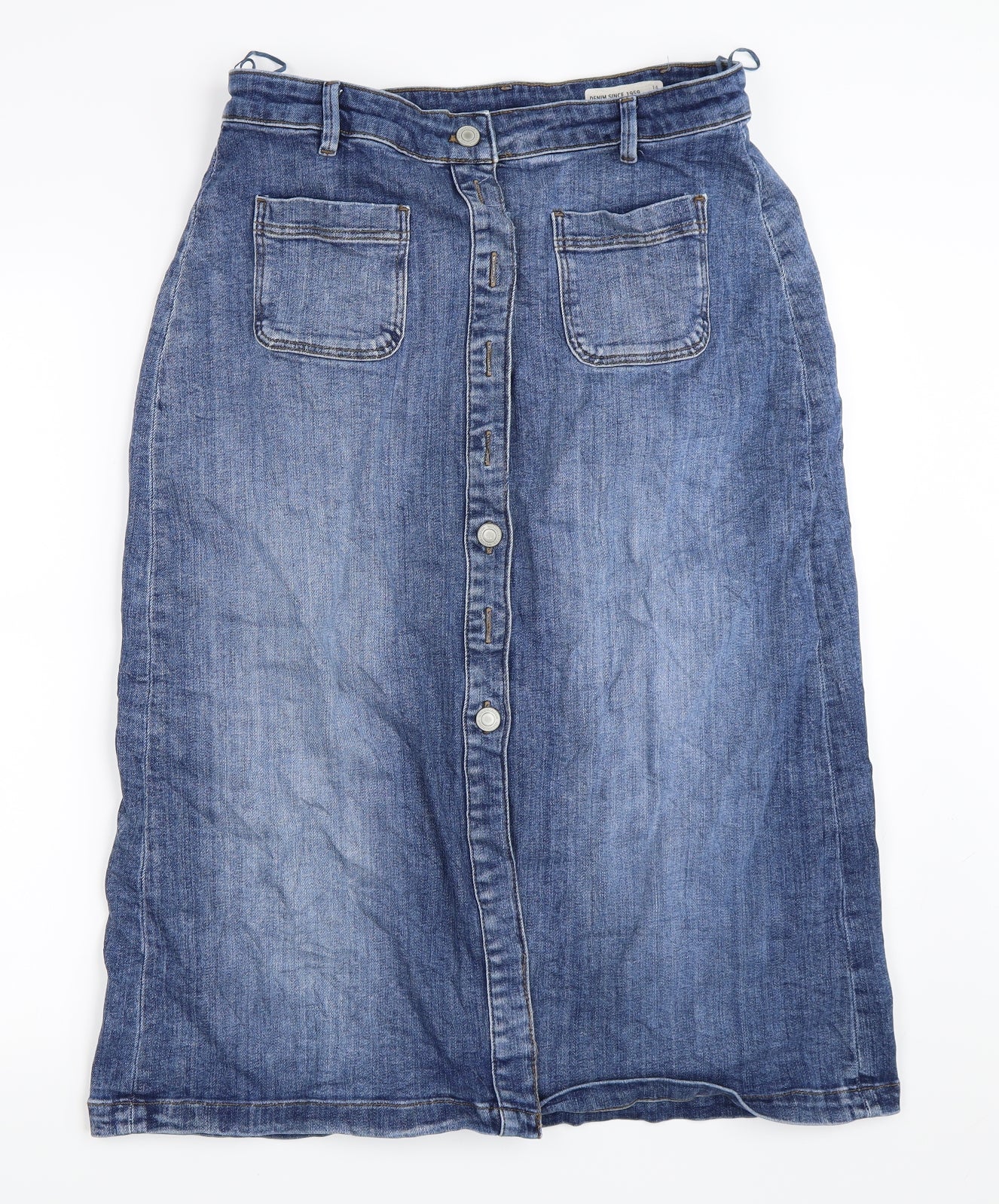Marks and Spencer Womens Blue  Denim Straight & Pencil Skirt Size 14