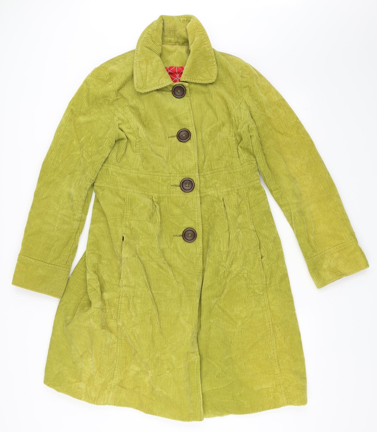 Boden Womens Green  Corduroy Overcoat Coat Size 12