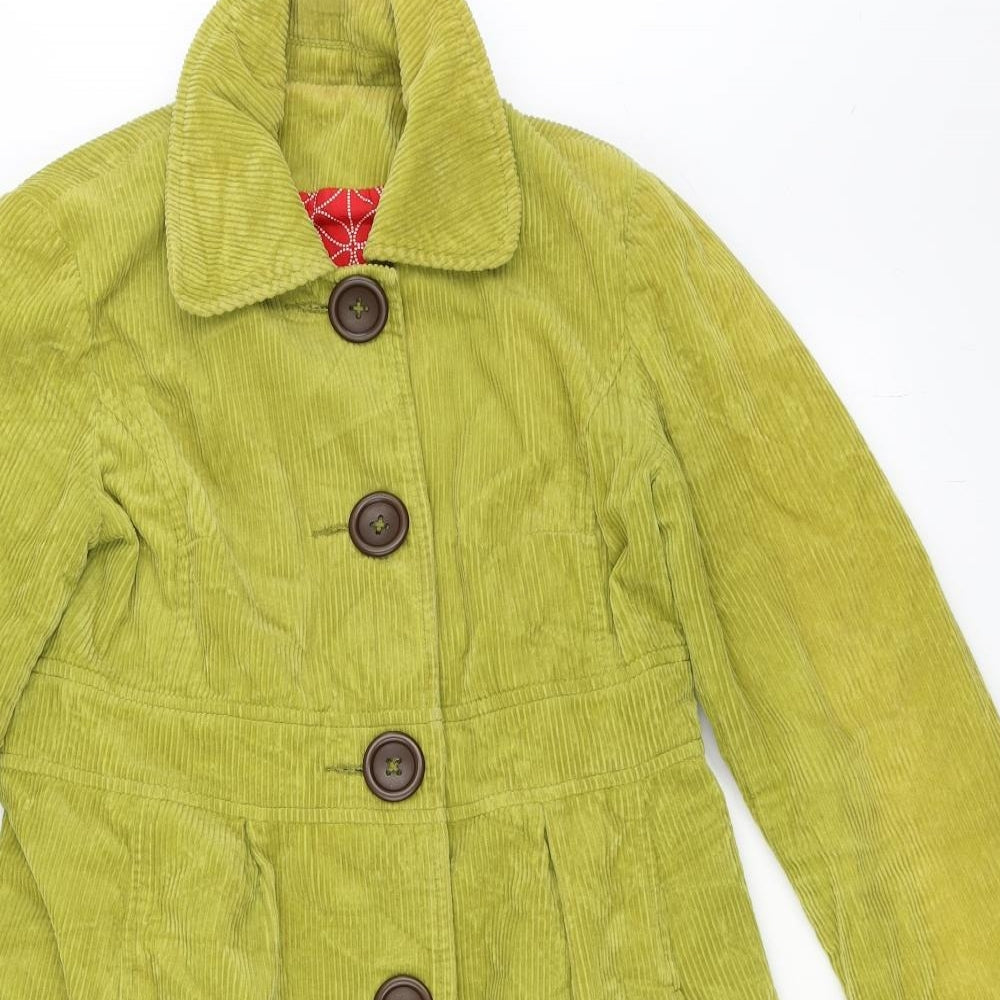 Boden Womens Green  Corduroy Overcoat Coat Size 12