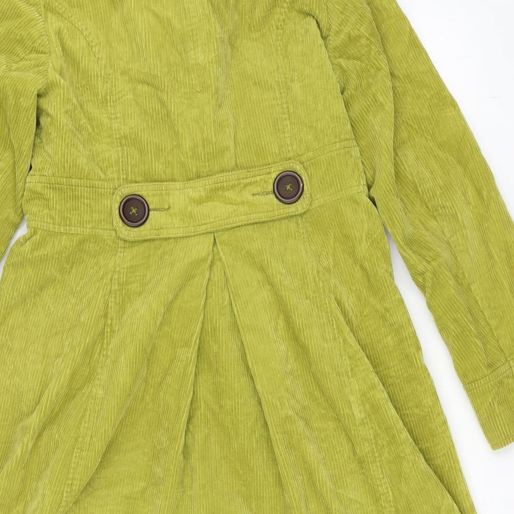 Boden Womens Green  Corduroy Overcoat Coat Size 12