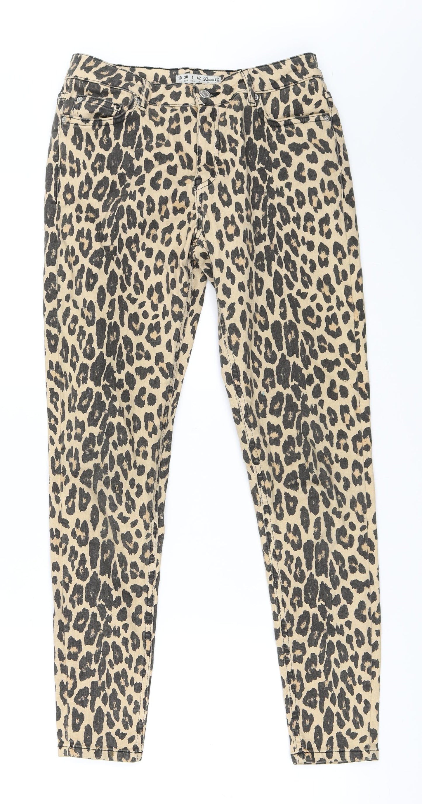 Denim Co. Womens Beige Animal Print  Skinny Jeans Size 10 L27 in
