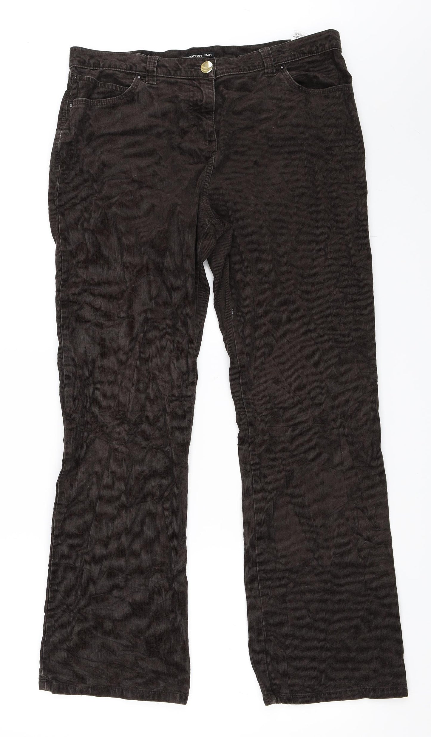 Marks and Spencer Womens Brown  Corduroy Bootcut Jeans Size 14 L28 in
