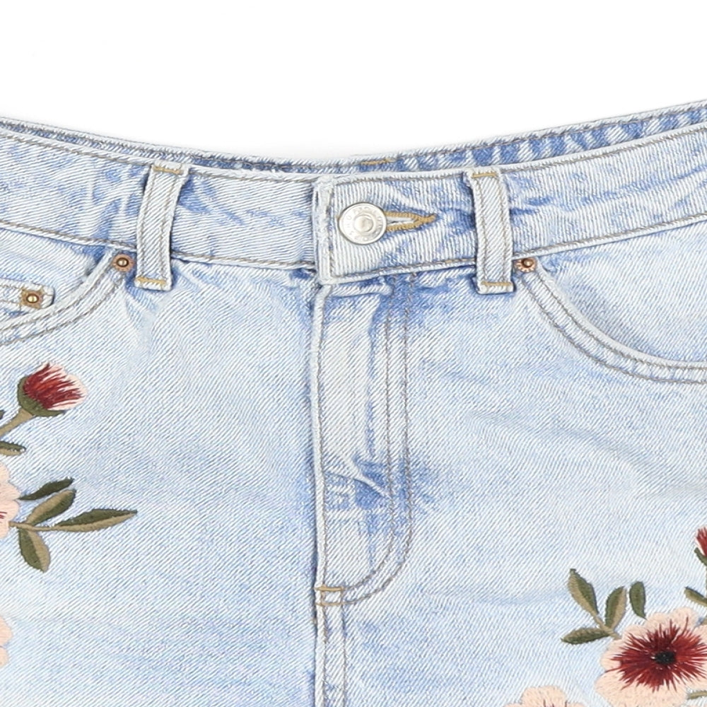 Topshop Womens Blue  Denim Mom Shorts Size 8