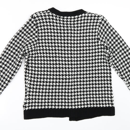 Peacocks Womens Black Houndstooth  Cardigan Jumper Size 14