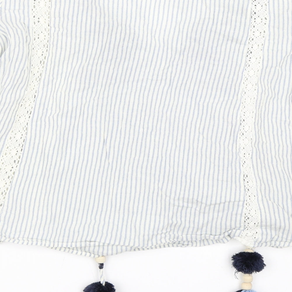 Zara Womens Blue Striped  Basic Blouse Size XS