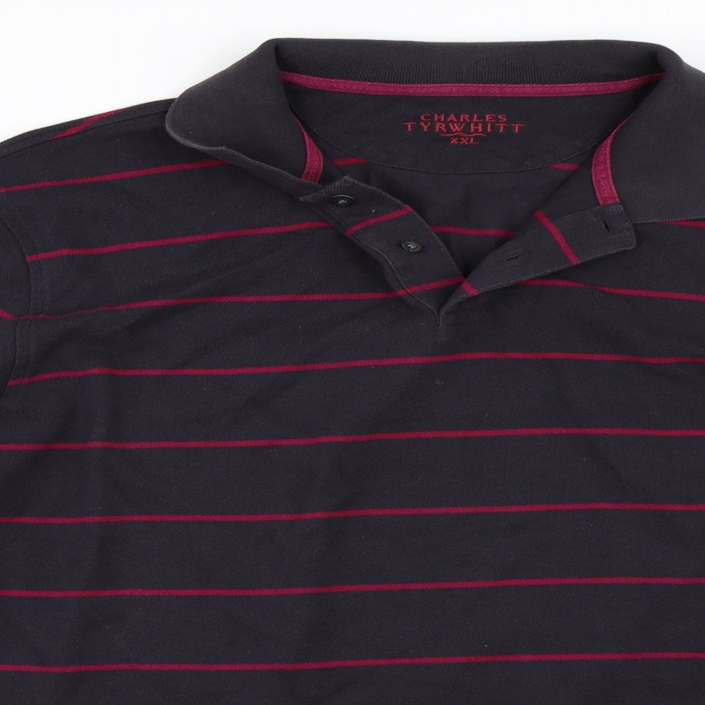 Charles Tyrwhitt Mens Grey Striped   Polo Size 2XL