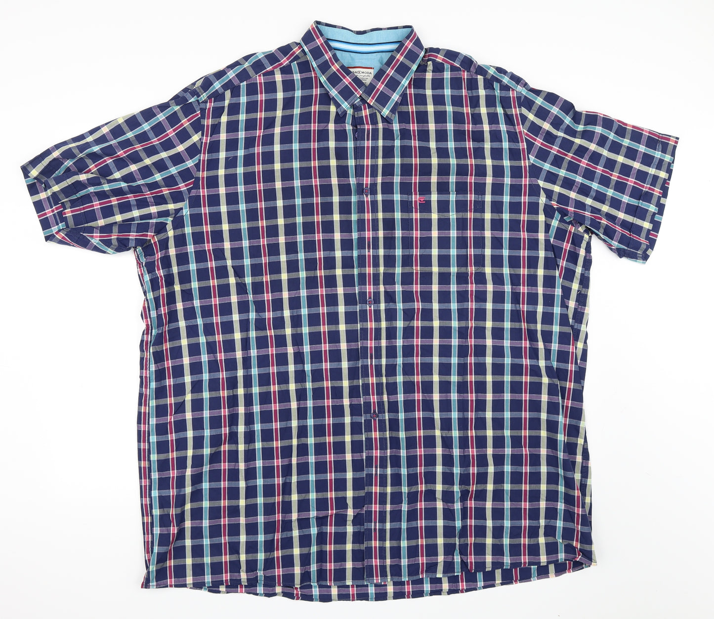 Casa Moda Mens Blue Check   Button-Up Size 3XL