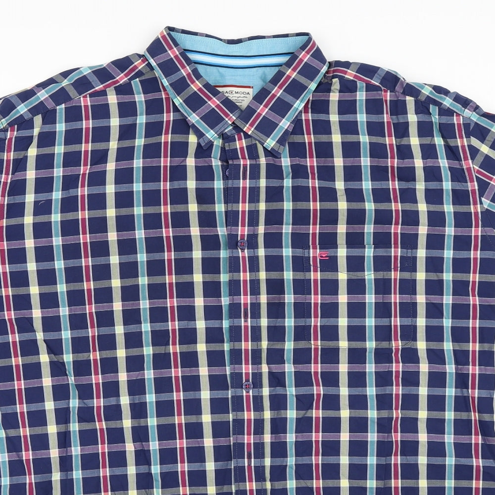 Casa Moda Mens Blue Check   Button-Up Size 3XL