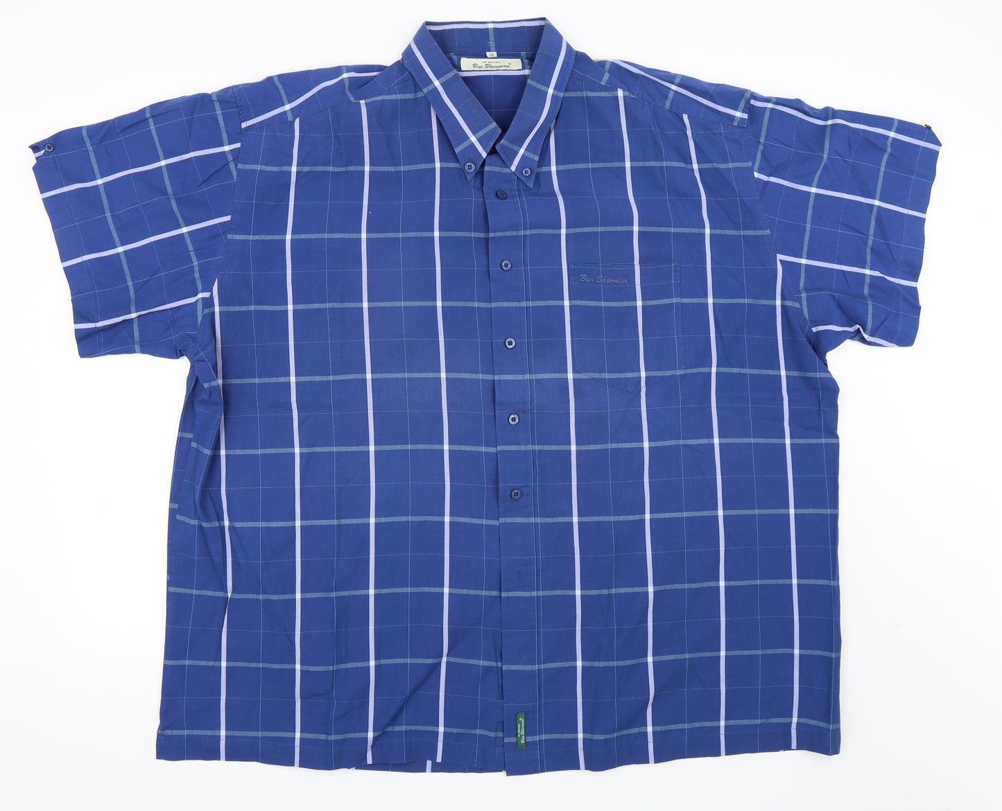 Ben Sherman Mens Blue Check   Button-Up Size 3XL