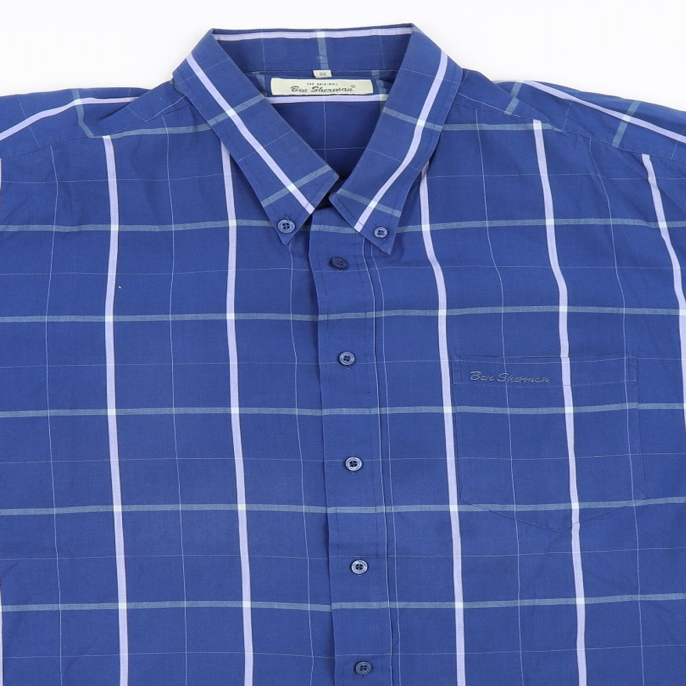 Ben Sherman Mens Blue Check   Button-Up Size 3XL