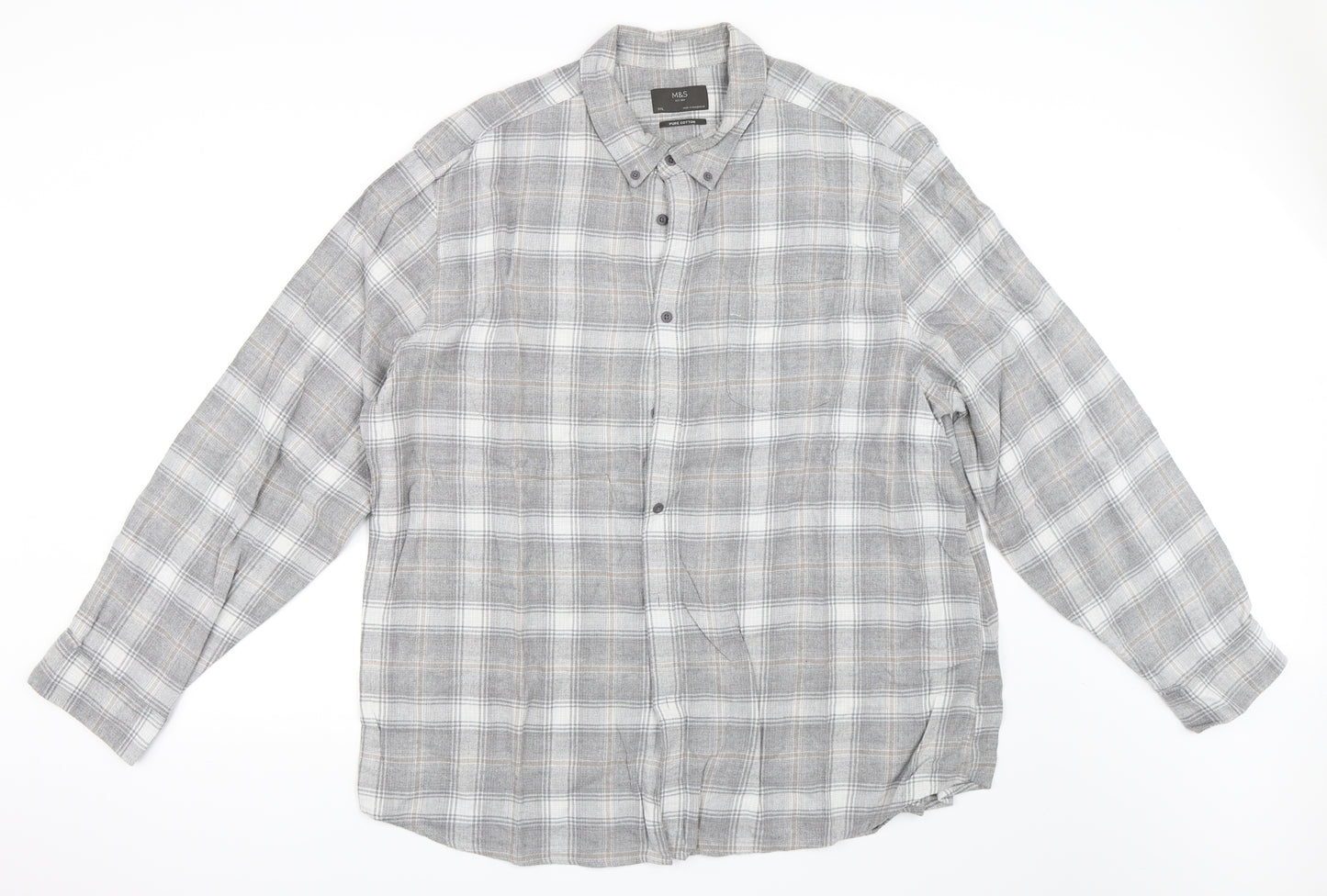 Marks and Spencer Womens Grey Check  Basic Button-Up Size 3XL