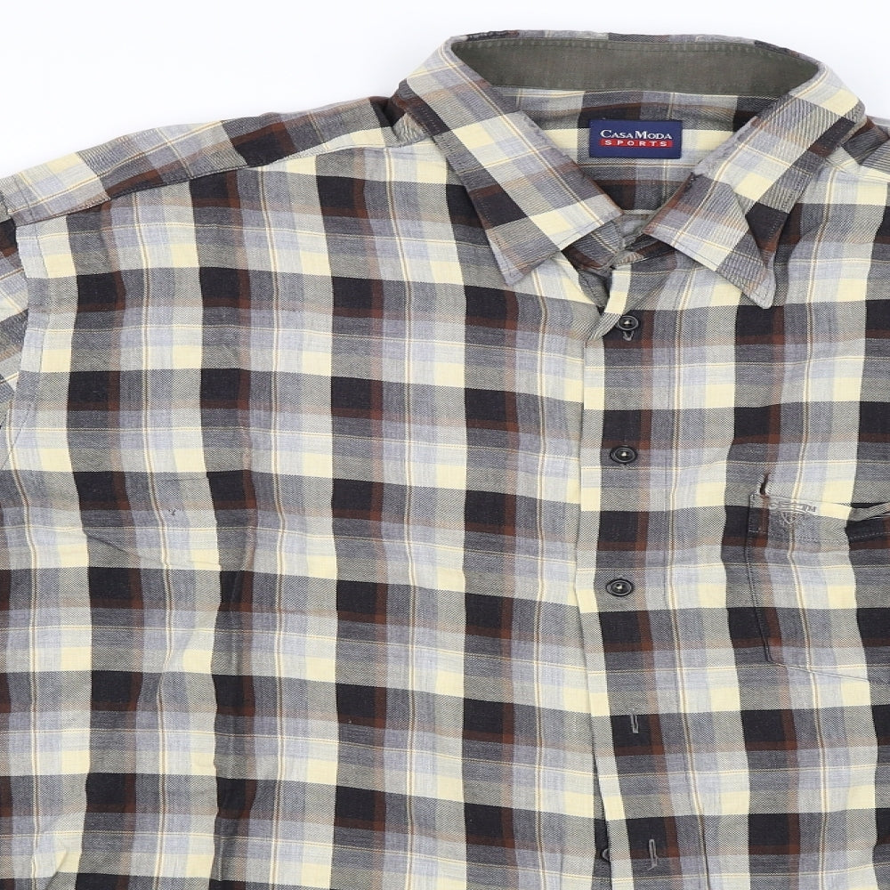 Casa Moda Mens Beige Check   Button-Up Size 3XL