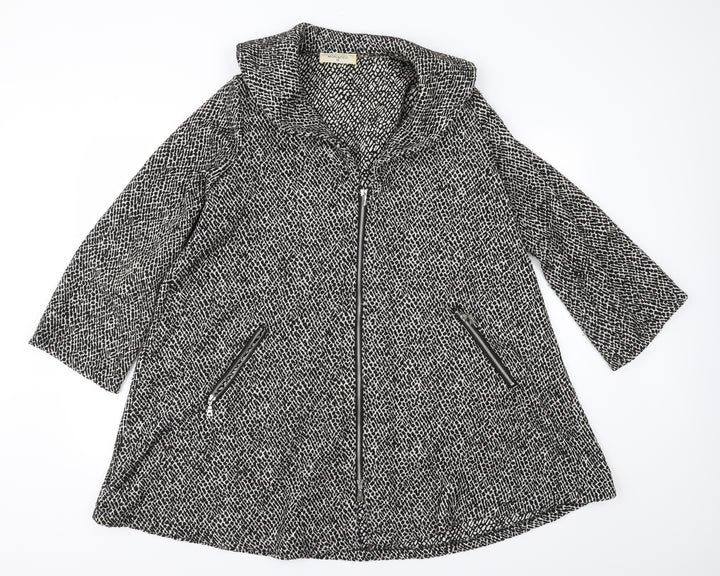 Monacco Womens Black Animal Print  Overcoat Coat Size 12