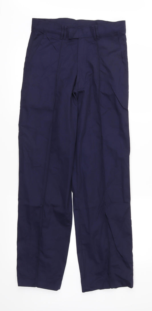 Front view of Grahame Gardener men’s blue trousers, size 30, in, 31-inch leg