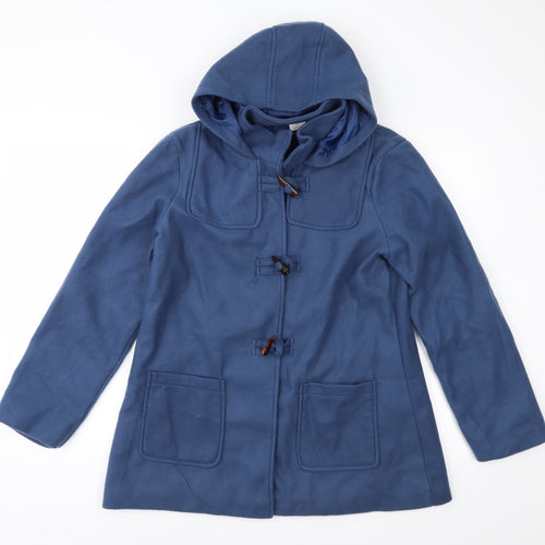 Anne De Lancay Womens Blue  Fleece Parka Coat Size S