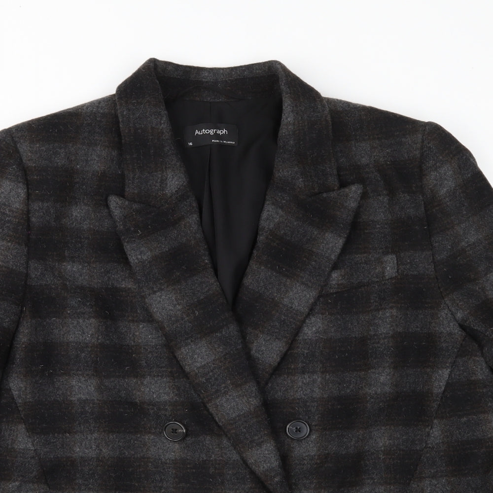 Autograph Womens Grey Check Tweed Jacket  Size 16