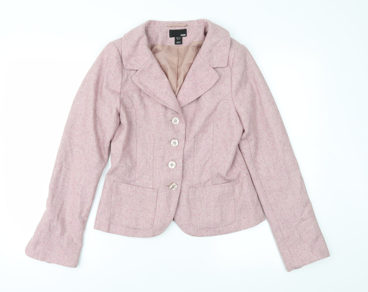 H&M Womens Pink  Tweed Jacket  Size 8